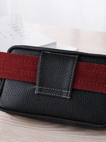 腰包斜挎包單肩包字母印花商務休閒男士腰包,適用於手機、旅行、商務、工作、辦公室用品,情人節男士禮物 - 黑色 - 查看 7