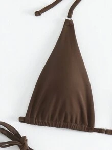 Ensemble de bikini unicolore pour femme, maillot de bain pour plage d'été