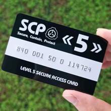 SCP Secure.Contain.Protect 1pc Level 5 Security Scp Foundation Key Card, For Role-Playing And Access Control - Black and White - View 1