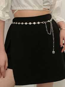 1件女士银色金属腰链，适合夏季连衣裙、西装外套，精致腰带，时尚链条设计，波西米亚风，适合万圣节、夏季、秋季、上学、万圣节等场合。 - 銀色 - 查看 1