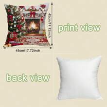 1pc Christmas Santa Claus With Gifts Printed Pillow Cover For Home Decoration, Soft Peach Skin Cushion Cover For Office Decor (pillow Core Not Included) - Burgundy - View 3