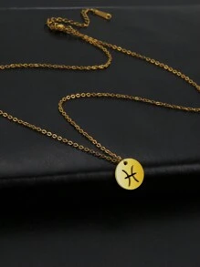 FOREVER QUEEN 925純銀黃道幣頸鍊圓盤12星座占星術名錄14k鍍金吊墜個性化項鍊女生禮物