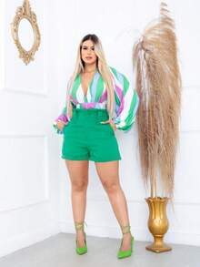 Women Shorts - 綠色 - 查看 4