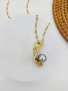 Collar de imitación de perlas estilo Hawaii, adecuado para uso diario - Dorado - Ver 1