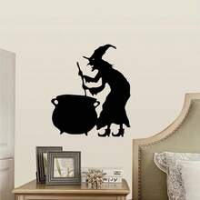 1pc Exquisitely Carved Witch Wall Sticker - Black - View 2