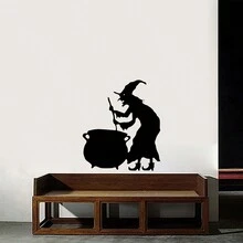1pc Exquisitely Carved Witch Wall Sticker - Black - View 6