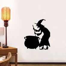 1pc Exquisitely Carved Witch Wall Sticker - Black - View 4