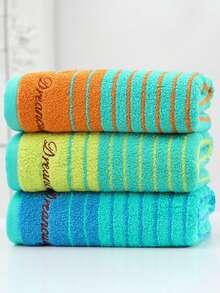 时尚条纹浴巾 简约风格 柔软吸水 70*140cm 淋浴巾 适用于美容院、酒店运动、家居必需品、毛巾、护肤 - 海軍藍 - 查看 8