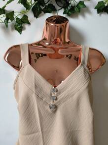 Women Tank Tops & Camis - 米色 - 查看 2