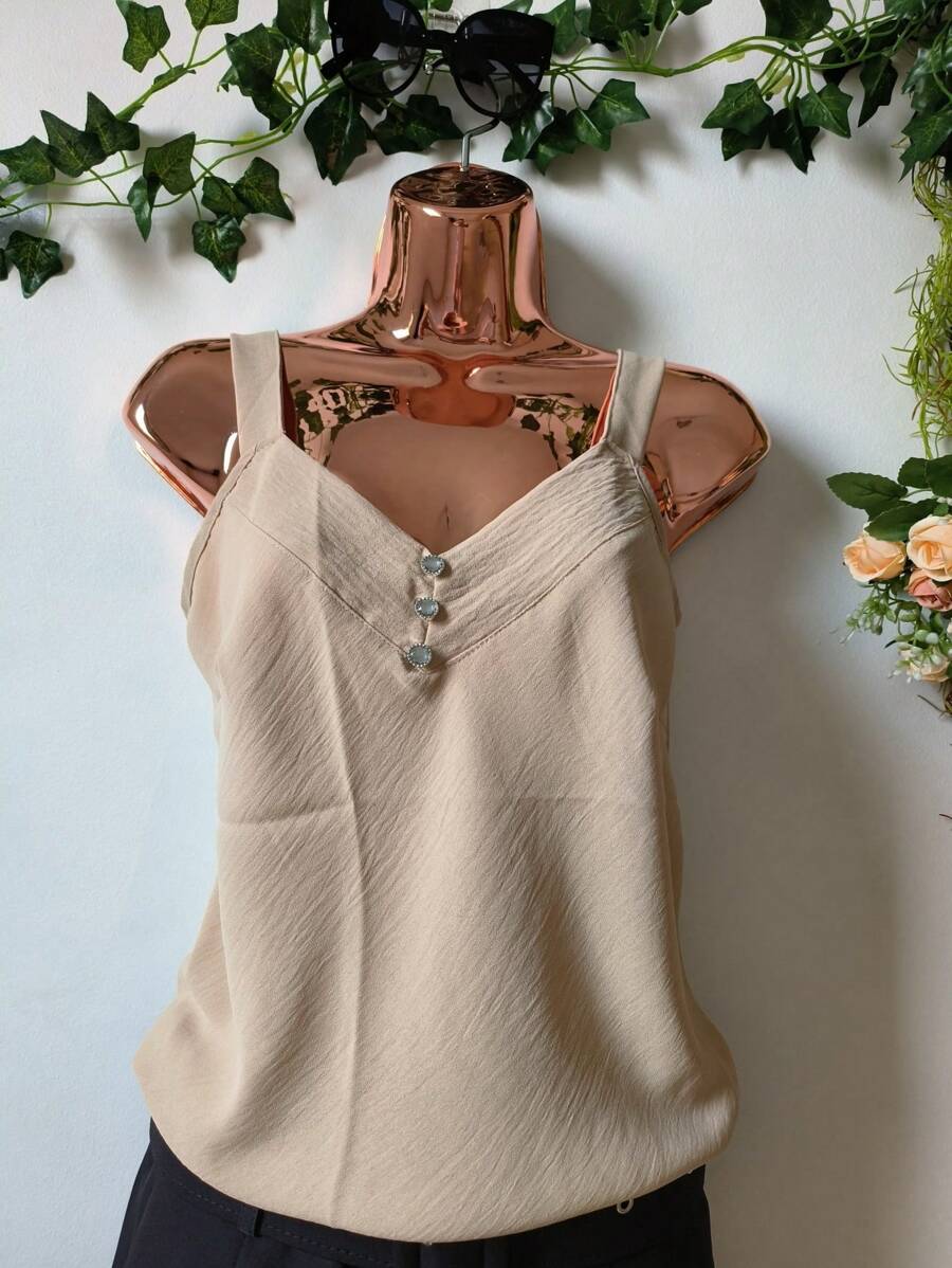 Women Tank Tops & Camis - 米色 - 查看 1