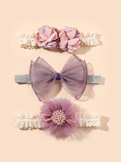 3pcs Baby Girl's Lace Butterfly Decorated Party Photography Headband Love Valentine