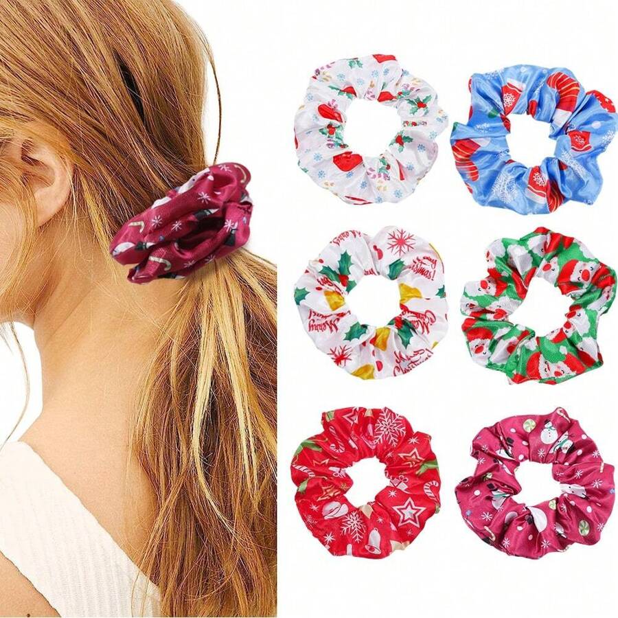 6 件套圣诞主题印花女士蝴蝶结发带派对配饰