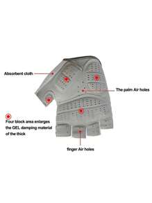 1 Pair Blue&White Half Finger Cycling Gloves, Outdoor Mountain Bike Wear-Resistant Anti-Slip Gloves - Blue and White - View 3