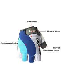 1 Pair Blue&White Half Finger Cycling Gloves, Outdoor Mountain Bike Wear-Resistant Anti-Slip Gloves - Blue and White - View 4