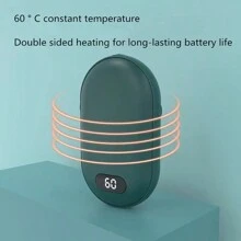 貝殼形狀的便攜式手持暖手寶和帶有數字顯示屏的充電寶 - 白色 - 查看 8