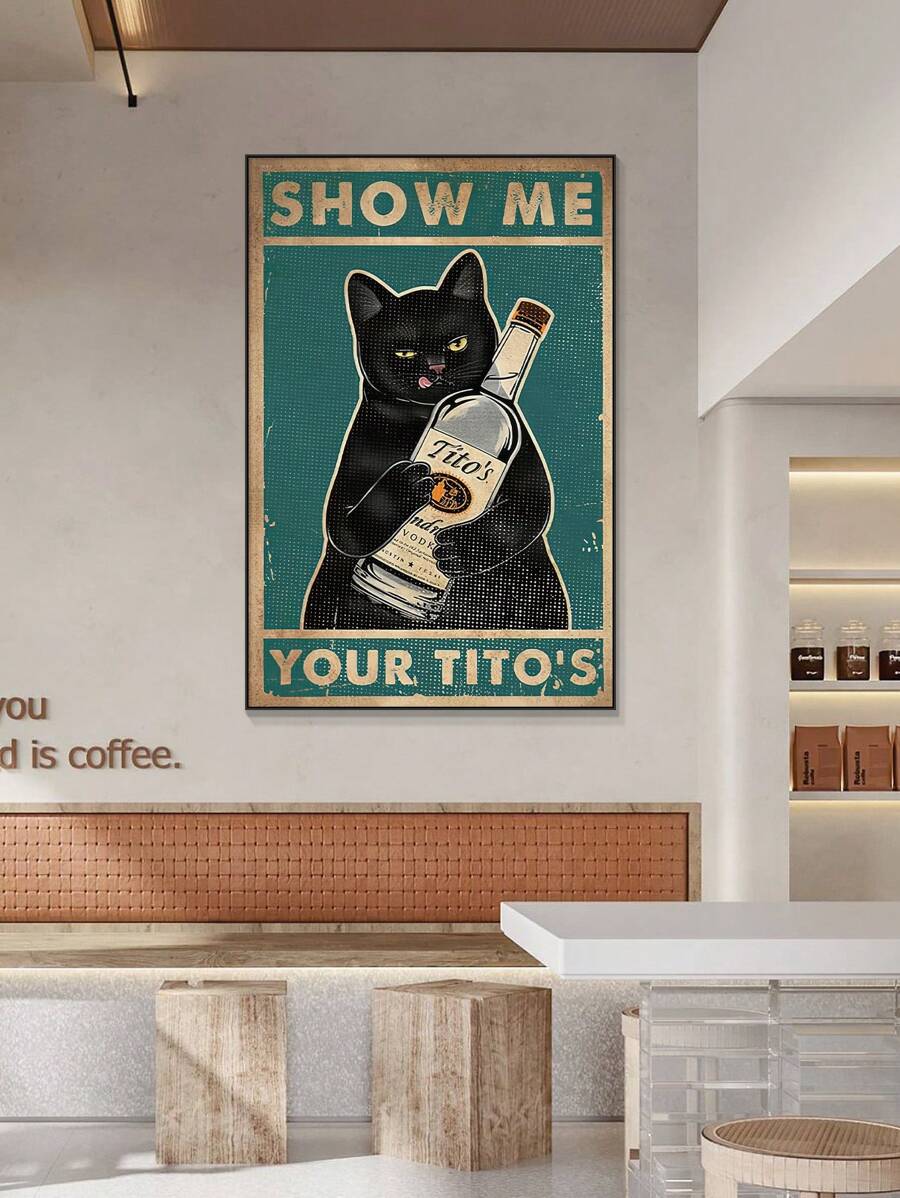 1 件復古工業風格美國貓海報牆壁藝術裝飾