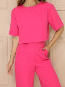 Women Two-piece Outfits - Rose Red - View 2