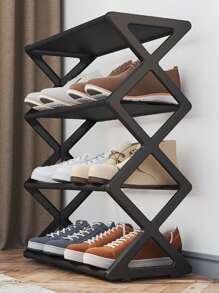 Multi-functional Shoe Organizer with X-shaped Cloth Dustproof Rack, Home Assembled Shoe Cabinet for Space Optimization - White - View 3