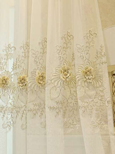 1pc New Nordic Style Embroidered Voile Curtain