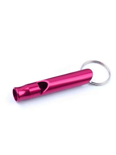 1pc Outdoor Survival Whistle Made Of Aluminum Alloy, Rose Red Camping