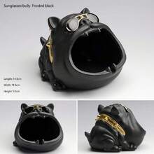 Ceramic Cartoon Dog Shaped Ashtray Large Capacity Windproof Cigarette Ashtray Creative Cute Design - Black - View 2