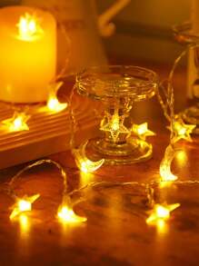 1 szt. 1,5/3/6 m 10/20/40 Led Star & Moon Fairy String Lights, ciepła biel, do biwakowania na zewnątrz, namiotu, pokoju, festiwali, romantycznej dekoracji, atmosfery, układu sceny, świątecznego wystroju, świątecznego prezentu, święta dziękczynienia, ozdoby choinkowe, świątecznego światła, wystroju sypialni, wystroju domu, dekoracji imprezowych, świąt, festiwalu, wystroju pokoju