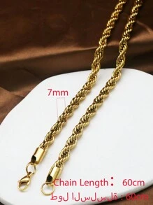 1 Stück 7mm Breite 60cm Seil, Halskette Für Männer Schmuck Großhandel 316L Edelstahl golden Farbe 9MM Halskette
