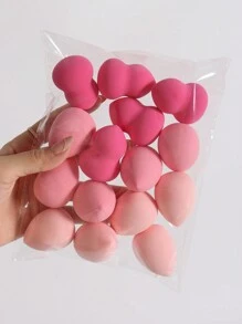 15 个/包中号化妆海绵，多色化妆海绵，适合完美涂抹液体、乳霜和粉末，非乳胶干湿两用粉底霜适合所有皮肤类型。 - 彩色 - 查看 1