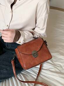 Yogodlns Bolso Vintage Con Solapa Cuadrada - Bolsa Mensajera De Gran Capacidad - Bolso De Hombro Para Mujer