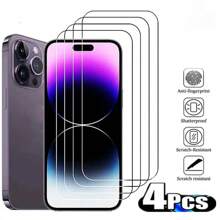 4pcs High Definition High Transparency Apple IPhone Full Screen Anti-Drop Anti-Scratch Tempered Glass Protector Film, Compatible With IPhone 16, 15, 14, 13, 12, 11 Plus/Pro/Pro Max