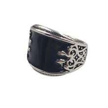 Mujer Anillo nuevo negro esmalte con con patrón floral para hombres & - Negro - Ver 3