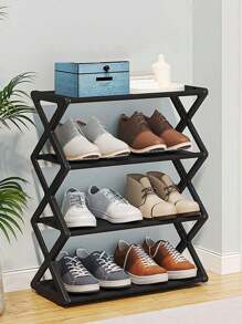 Multi-functional Shoe Organizer with X-shaped Cloth Dustproof Rack, Home Assembled Shoe Cabinet for Space Optimization - White - View 4