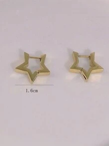 1對簡約時尚不銹鋼星星耳環適合男女日常佩戴 - 星星耳扣 - 查看 3