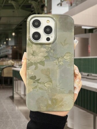 Summer Apple 1pc Glossy Silky Lotus Minimalist Elegant Phone Case Compatible With Iphone 16 Waterproof Shockproof Anti-Fall Scratch Resistant