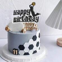 1pc Football Slam Dunk Theme Cake Topper Decoration With Sports Sneakers Design, For Party Decorations - Black - View 6