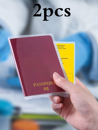 2入組護照套pvc透明防水套商務信用卡文件夾保護套袋薄款旅行護照夾學校用品學生用度假配件假期季