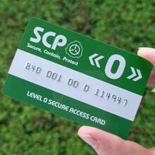 SCP Secure.Contain.Protect 1 Tarjeta De Autorización De Seguridad De Nivel 0 De La Fundación Scp Para Cosplay, Juegos De Rol Y Nivel De Acceso - Verde - Ver 1
