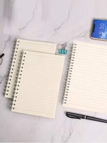 1buc 80 de pagini caiet gros pentru studenți cu design simplu, disponibil în dimensiuni A5/b5/a4 și cu linii orizontale, caiet portabil modern legat cu sârmă - clar - Vizualizare 7