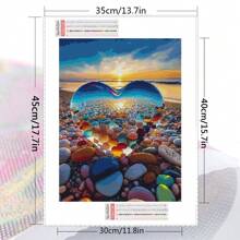 1入組充分方形水鑽繪畫心石頭家庭裝飾鑽石馬賽克海濱日落山水手工製作禮品 - 彩色 - 查看 8