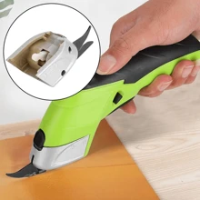 YUZES Tijeras eléctricas de 1 pieza con cabezal de corte doble, cargador UE/EE. UU., cortadora eléctrica inalámbrica duradera de acero de tungsteno multiusos portátil de 4 V para tela, papel, cartón, proyectos de bricolaje - Verde - Ver 5