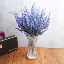 1pc Purple Plastic Lavender Bouquet Artificial Flowers For Diy Crafts, Wedding Decorations And Provencal Style Home Display, Height: 37cm - Purple - View 6