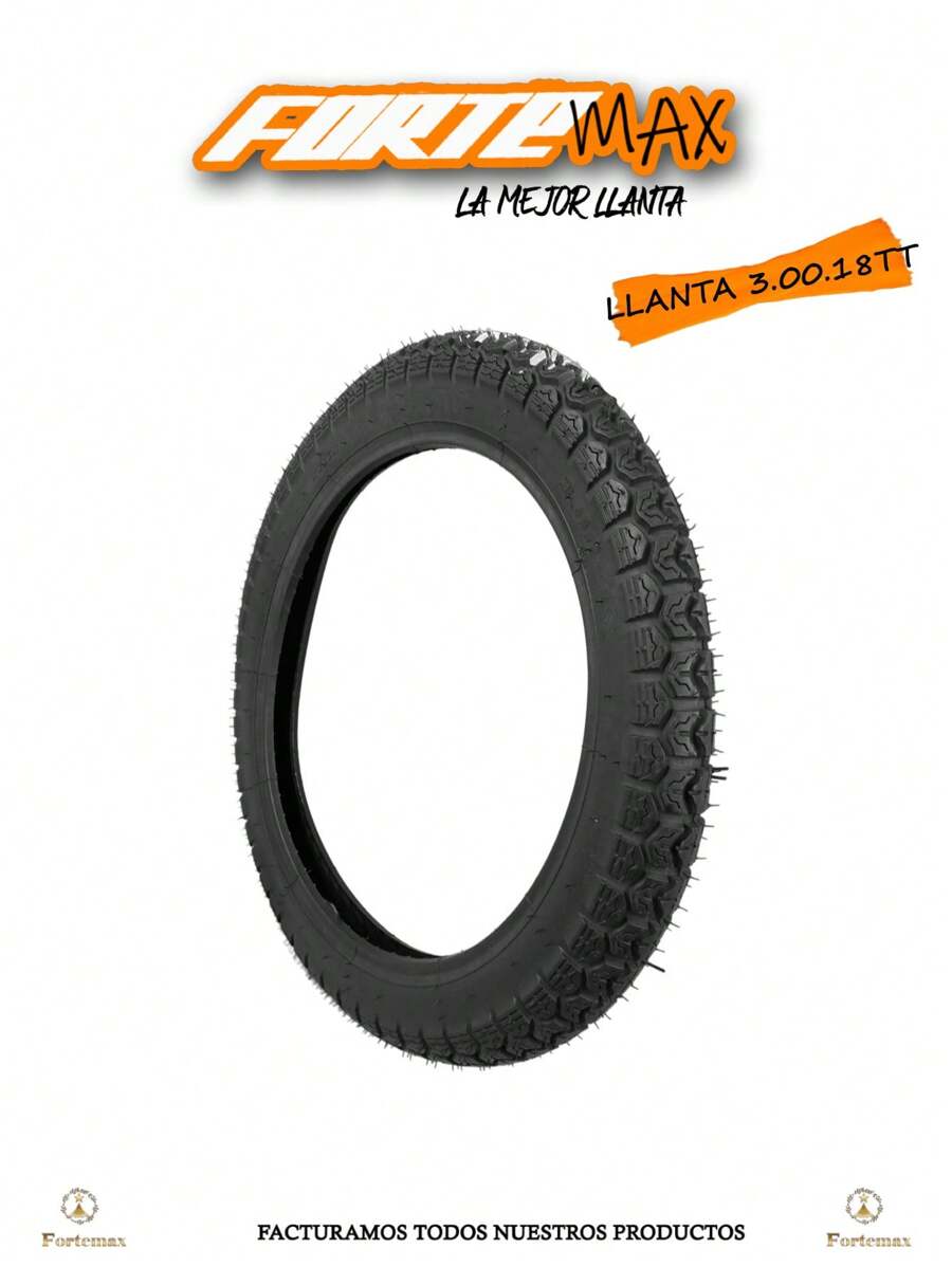 Llanta 3.00-18 Fortemax Moto Italika (tt) 8 Capas - Negro - Ver 1