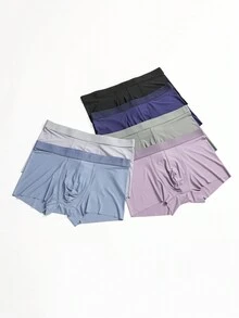 6pcs Ice Silk Seamless Thin Low Rise Convex Pouch Men's Trunks - Multicolor - View 5
