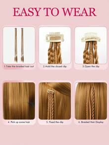 深棕色 22 英寸夹式辫子接发，1 件夹式接发婴儿辫子，一个夹子可做 3 条辫子，总共 3 条辫子，天然柔软合成假发，适合日常佩戴 - Dark Brown - 查看 6