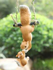 1 Stück Mutter-Kind-Eichhörnchen Harz Anhänger, Simulierte Gartentier Ornamente für DIY Pflanzen Dekoration, Heimdekoration, Raumdekoration, Wanddekoration