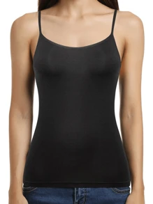 女性黑色絎縫貼身吊帶背心背心上衣適用於內穿戴