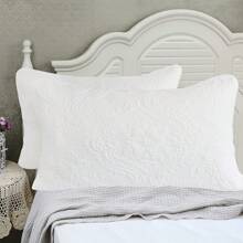Brandream White Beige Gray Damask Quilted Pillow Shams Cotton Standard Size Pillow Cases Set of 2 Soft Matelasse Decorative Pillow Covers - White - View 1