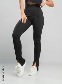 Calça Termica Flanelada Peluciada Montaria Cintura Alta Flare MVB Modas - Preto - Visão 1