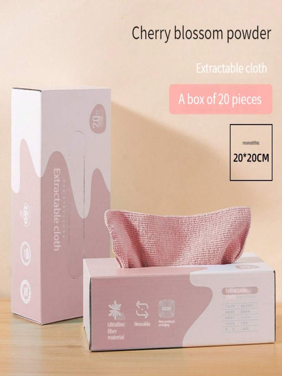 1盒淺粉色萃取式清潔布，多用途廚房、餐飲、生活、清潔、擦乾、汽車擦拭、無力抹布等；2合1包裝萃取式、抗菌、防污、柔軟編織超細纖維清潔布；吸水性餐巾 - 淺粉色 - 查看 1