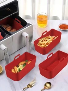 Red Silicone Baking Sheet For Air Fryer, Rectangle Shape - Red - View 1